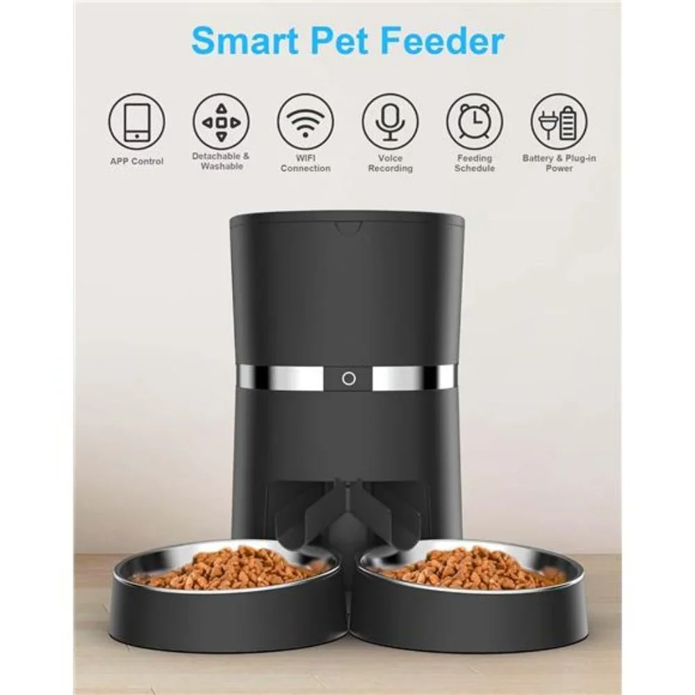 Smart Cat Feeder,WellToBe Automatic CatFeeder WiFi Enable Pet Dog Food Dispenser